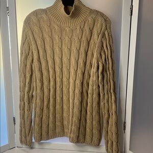 L.L. Bean tan cable sweater L cotton